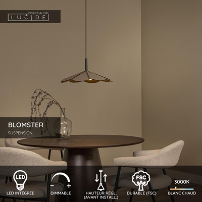 Lucide BLOMSTER - Suspension - Ø 47 cm - LED Dim. - 1x9W 3000K - Taupe | Essential